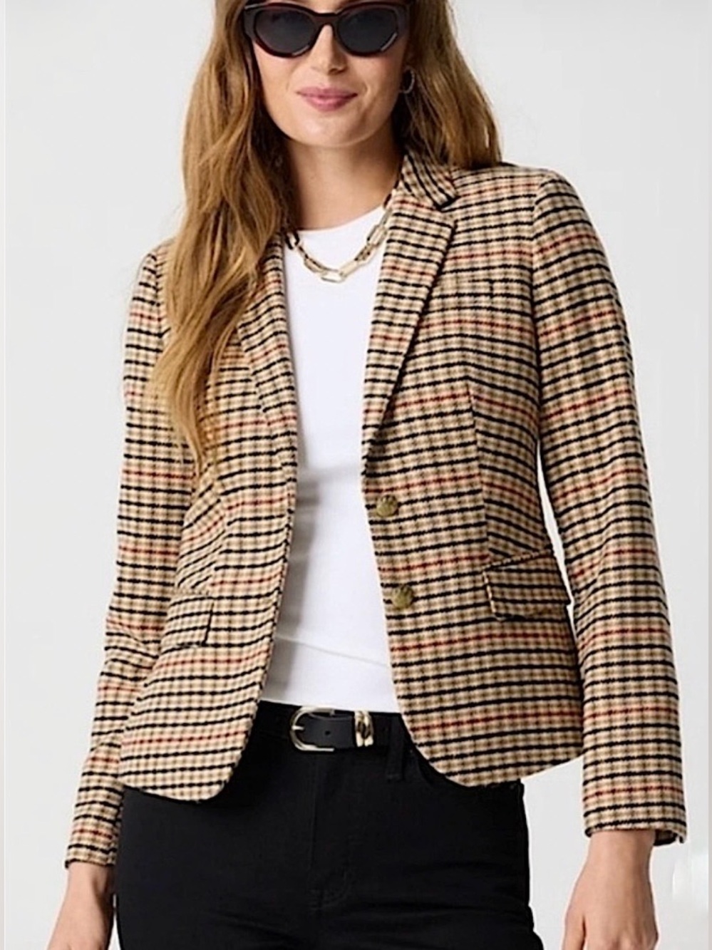 J.Crew Factory Wool-blend schoolboy blazer in houndstooth - Picture 2 of 14
